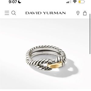 David Yurman Cable loop band ring in sterling silver w/ 18k yellow gold